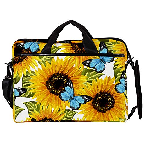 Sacoche bandoulière ordinateur portable 14 15 pouces floral bleu