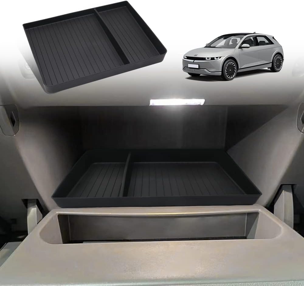 BestEvMod for Ioniq5 Glove Box Organizer Tray Accessories, TPE Material Anti-slip Shock Absorption Storage Box Compatible with 2022 2023 Hyundai Ioniq 5 Accessories