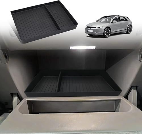 BestEvMod Para Ioniq5 - Bandeja organizadora de guanteras, accesorios de material TPE antideslizante para absorción de impactos, compatible con
