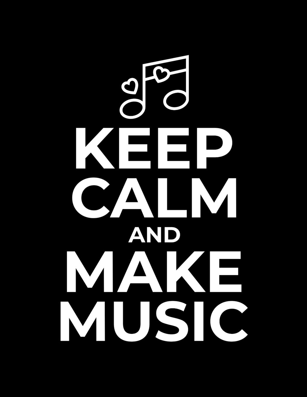 Blank Sheet Music Notebook Keep Calm and Make Music: Manuscript 12 Stave Staff Paper 8.5" x 11" 150 pages Black Cover Musicians Notebook & Songwriting ... Songwriting Composition or Piano Composing