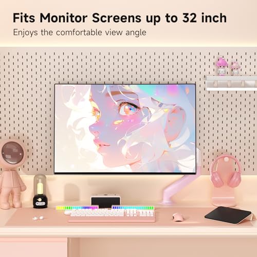 Suptek Monitor Mount Gas Spring Monitor Arm Desk Mount Fully Adjustable Fits 17-32 inch Monitors Weight Capacity up to 22 lbs,Pink(MD8PINK) - Image 5