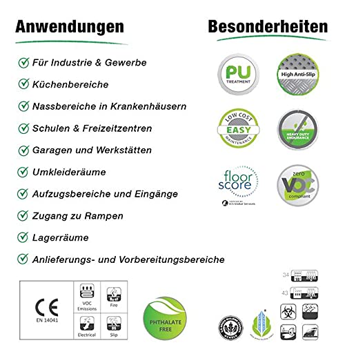 PVC vloerbedekking Big Button - rubberen mat noppen - dikte: 2mm - noppenmat anti-rush mat - antislip en bestand tegen vloeistoffen en vuil - universeel toepasbaar (120 x 600 cm, turquoise) - Image 7