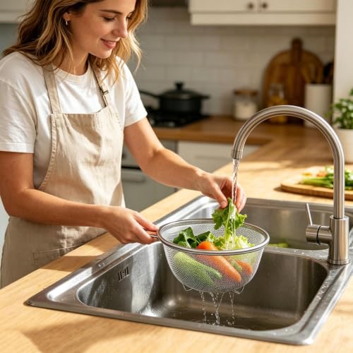 Stainless Steel Colander, 0.4 QT Easy to Clean Compact Versatile Stainless Steel Strainer with Mixing Bowl and Sturdy Handle,Lightweight Dishwasher Safe Colander Set for Fruits Vegetables - image 6