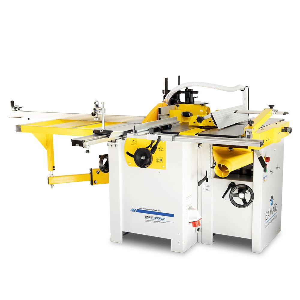 BAMATO BMK5-1300PRO Mehrfachkombination | 5-in-1 Holzbearbeitungsmaschine mit Spiralmesser | 400V | Hobel, Fräse, Säge & mehr | Hobelmaschine Fräsmaschine Kombigerät