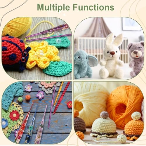 Riceshoot 86 Pcs Crochet Hook Set, 2.0mm-8.0mm Ergonomic Crochet Hooks with Long Floral Handle for Beginners Crocheting Lovers, Includes Storage Bag and Other Accessories — view 4