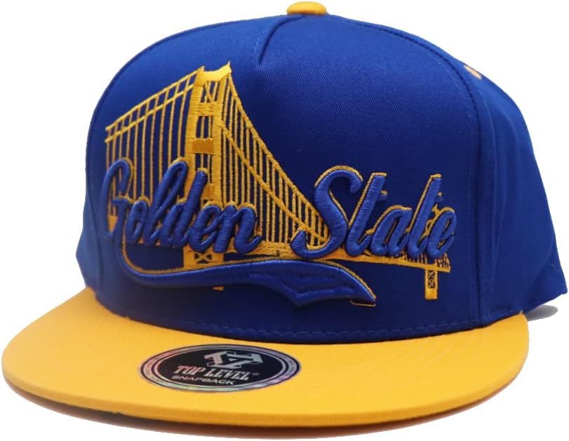 Golden State New Leader Top Level Bridge Wave Blue Gold Era Snapback Hat - Image 2