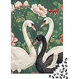 Schwäne und Blumen – 1000-teiliges Puzzle aus dickem Karton mit DREI Schwänen – Herausforderndes Knobelspiel für Erwachsene und Kinder – Ideal für Zuhause und als Geschenk – 52 x 38 cm / 1000 Teile