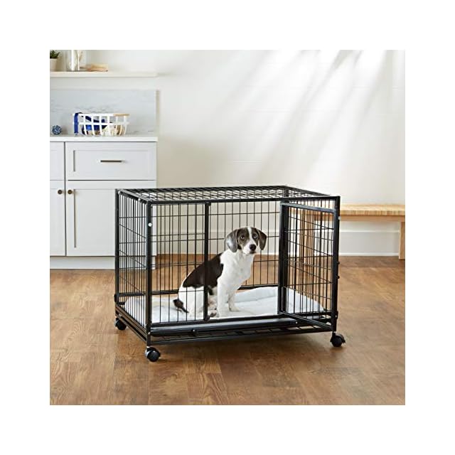Amazon Basics Heavy Duty Stackable Dog & Pet Kennel with Tray, Black