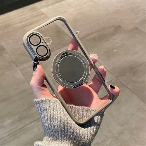 iPhone 12 13 14 15 16 Pro Max 14 15 16 Plus ワイヤレス充電落下防止保護カバー用透明マグネット回転ブラケット携帯電話ケース、グレー、iPhone 12用