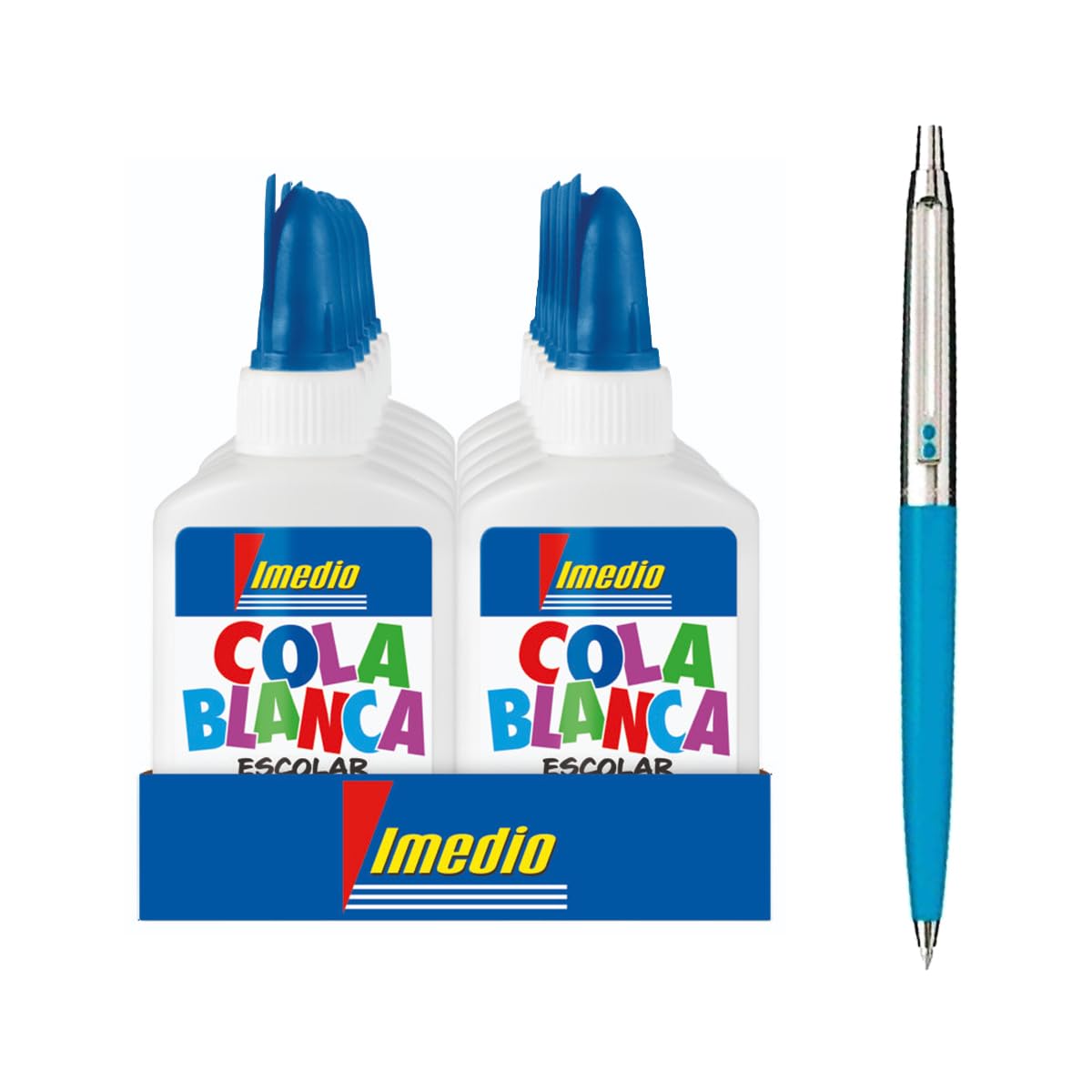 Lote 12 Pegamento COLA BLANCA Uso Escolar IMEDIO 125 GRAMOS + REGALO