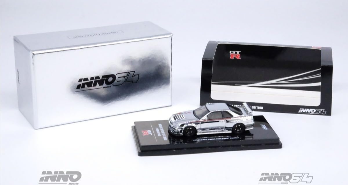 Ino Model 164 Nissan Skyline GT-R R34 Nismo R-Tune Silver Chrome