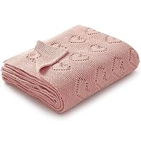 mimixiong Baby Blanket Soft Lightweight Knitted Blanket, Pram/Travel/Moses Basket Baby Blankets for Newborn Baby Boy Girls - 100x80cm, Dark Green