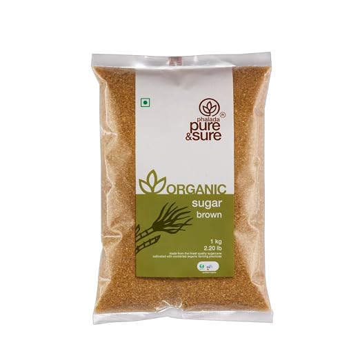Pure & Sure Organic Brown Sugar | Natural Brown Sugar, Healthy & Wholesome | Powdered Brown Sugar for Baking, Tea, & Coffee, 1kg.