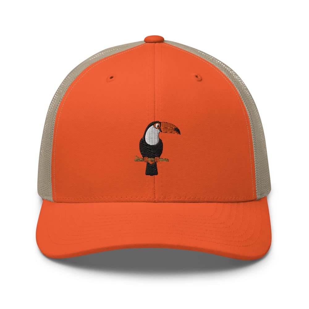 Toucan Bird hat, Embroidered Trucker hat, mesh hat, Toucan Hats for Women, for Men, Embroidered Toucan hat.