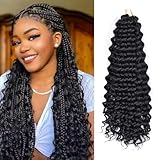 Curly Crochet Hair 18Inch 2Packs Ocean Wave Braiding Hair Extensions Long Synthetic Ocean Wave Crochet Hair for Black Women(18inch,2pack,1b)