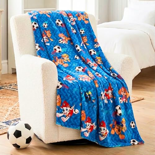 Paw Patrol Kids Sports Soccer Throw 46 in x 60 in Soft Plush Blanket for Couch Bed or Sporting Events 2026 World Tournament (Officially Licensed Product) by Franco