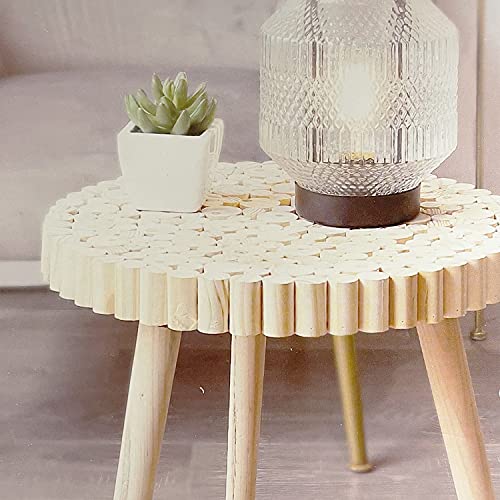 INDA-Exclusiv Holz Sofatisch Kaffeetisch Deko Beistelltisch Blumentisch Dekotisch Tisch Ø30xH14cm Cover
