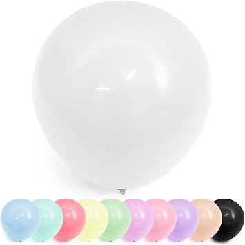 100 Pack 12 Inch Latex Balloons, Rainbow Assortment - Ideal for Parties, Weddings, birthday, and Special Events Decorations white