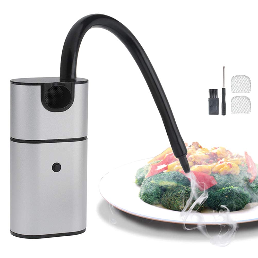 Ejoyous Machine à Fumer Portative, Alliage d'aluminium, Infuseur de Fumée de Nourriture Froide pour Cocktails de Fruits de Mer de Viande 125x65x35mm (Comme montré)