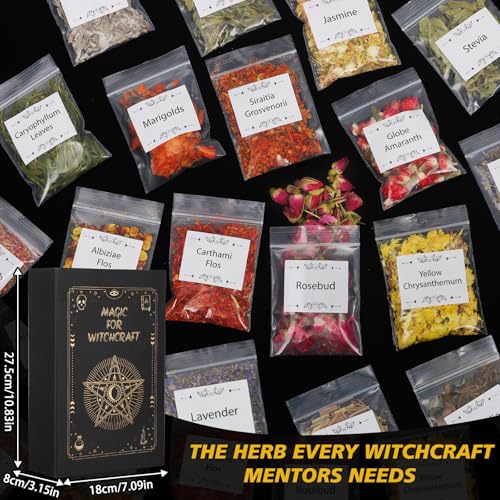 Set de 60 hierbas secas para brujería y velas miniatura 5