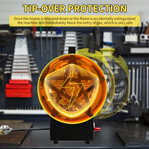 Buyplus 60,000 BTU Propane Heater, Forced Air Propane Heater with Tip-over & Overheat Protection and 5FT Propane Hose, Outdoor Heater for Greenhouse, Warehouse, Garage, Workshop up to 1650 sq. ft