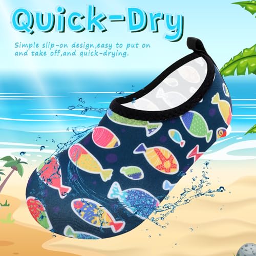 Image of VIFUUR Kids Water Shoes Girls Boys Quick Dry Aqua Socks for Beach Swim Outdoor Sports ColorfulFish-30 /31