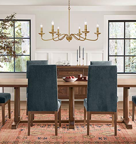 Seol SLP1902GD Light 36 Inch Dia Classic Candelabra Style Large Farmhouse Chandeliers Dining Room Light Fixture Ceiling Hanging Pendant 6 Light 240W Antique Gold Painted Finish Indoor thumb #3