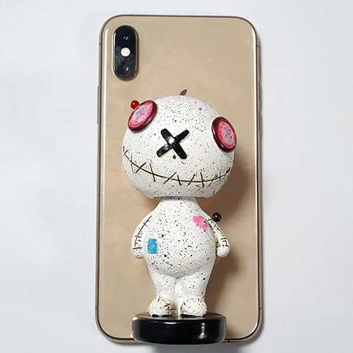 Miniatura 5 de Adorno de cabeza temblorosa de Halloween, muñeca de vudú con base, decoración de tablero de instrumentos de automóvil, figura de vudú de terror,