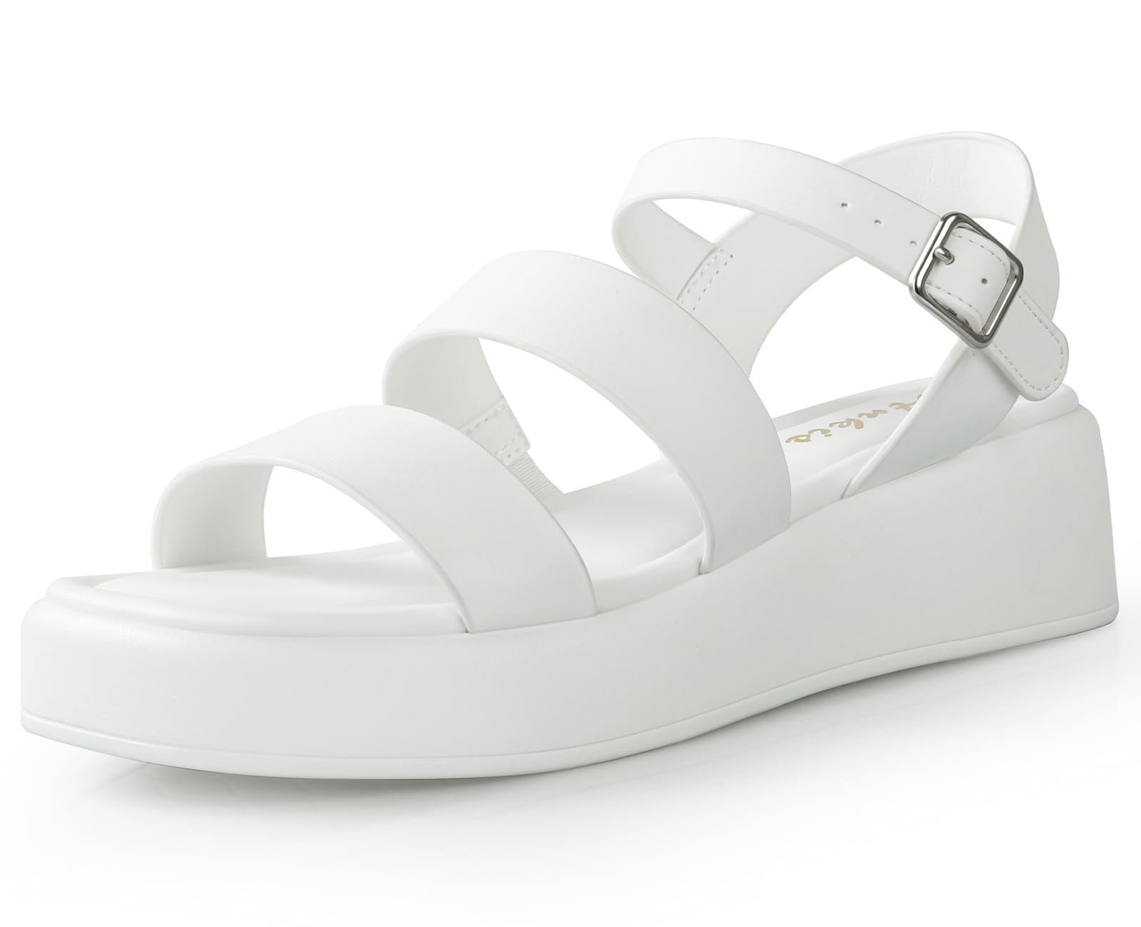 Ankis Platform Sandals Two Bands Open Toe Heeled Sandals with Adjustable Ankle Strap Comfortable and Lightweight Wedge Shoes in Summer