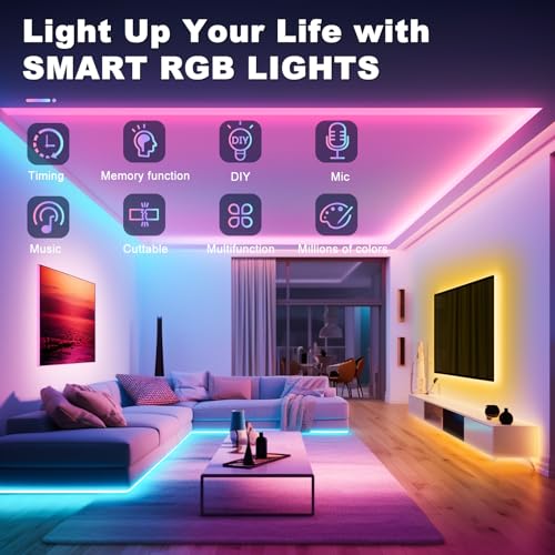 LED Streifen LED Strip 20m mit Fernbedienung & App & Musik Sync, RGB Lichterkette Dimmbar Farbwechsel, LEDs Leiste Band Stripes Bluetooth Selbstklebend für Zimmer Deko/Küche/Decke/Gaming/Party