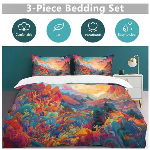 Ensemble housse de couette double haut de gamme en microfibre coton polyester douce - 6