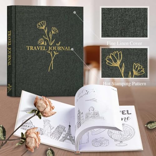 Lanpn-Travel-Photo-Journal-Notebook-for-Women-Men-Linen-Travel-Log-Diary-Scrapbook-Memory-Book-with-Prompts-Anniversary-Journals-Traveling-Gifts-Green-110-Pages
