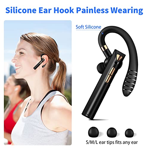 Wesadn Bluetooth Headset Wireless In Ear Earbuds Bluetooth Headphones Earpiece With Microphone For Cell Phone Noise Cancelling 10H Talk Time For Iphone Android For Trucker Driving Business Black Gold #TOP7