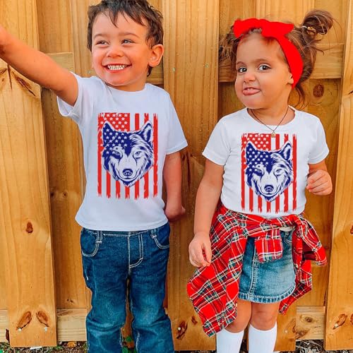 Image of Toddler Boys 4th of July Shirts Kids American Flag T-Shirt Girls Patriotic Short Sleeve Tees Cotton Top Clothes 1-7T