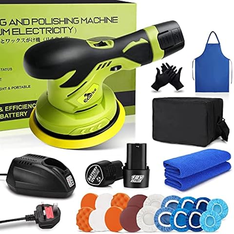 Ecarke 27 Pcs Car Polisher and Buffer Set, Car Polisher Cordless Car Buffer Polisher - with 2 Pieces 12V Lithium Battery Polisher Buffer, Variable Speed, Car Polisher for Grinding, Polishing Cover