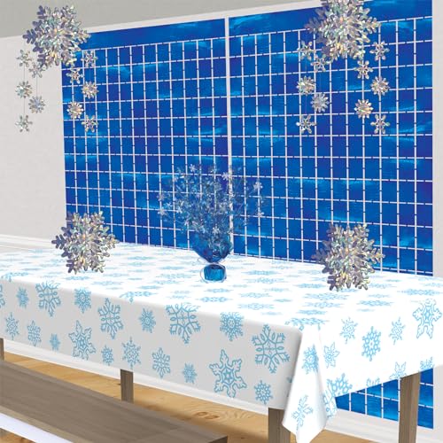 Image of Beistle The Company - Snowflake Table Cover - White and Blue