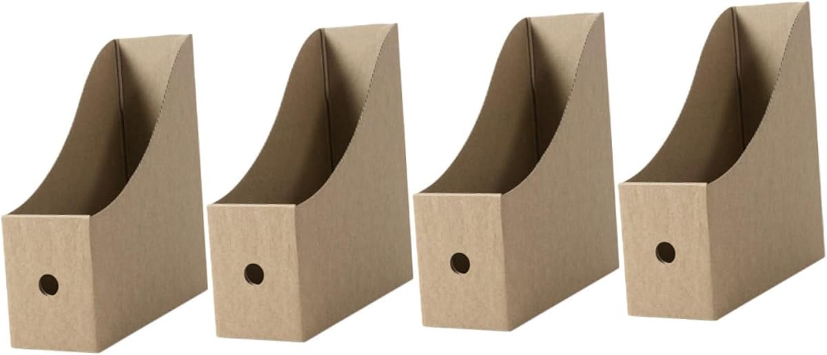 KICHOUSE 4 contenedores organizadores de papel apilables, cajas de almacenamiento de archivos de escritorio, diseño simple para el hogar, oficina, escuela