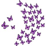 Chuangdi Monarch Butterfly Decoration 3 Size Fake Butterflies Realistic Butterfly Crafts Artificial Butterfly Wall Decor for Classroom Home Bedroom Birthday Party Decorations(Purple, 48 Pack)