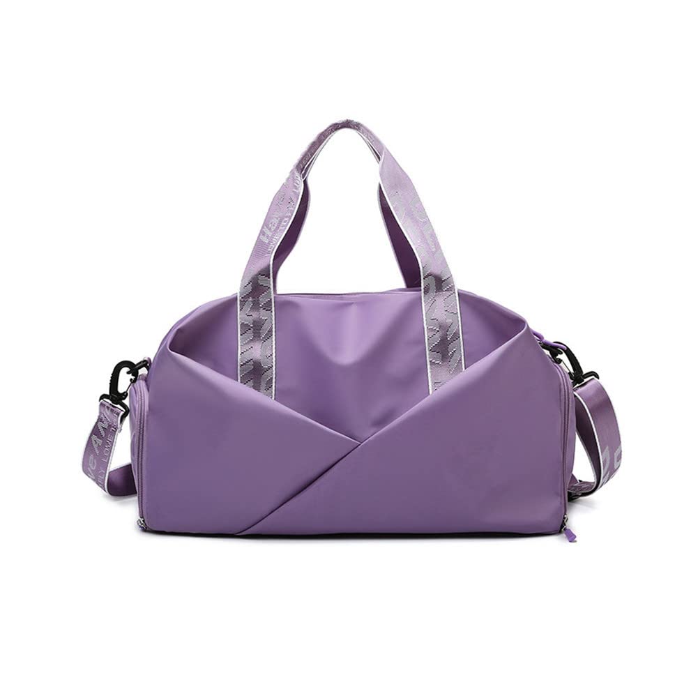 Hixingo Gym Bag with Shoe Compartment and Wet Pocket, Travel Duffle Bag for Men and Women Light Weight Sports Bags for Weekender Swimming Football Basketball (Light purple,45x25x23cm)