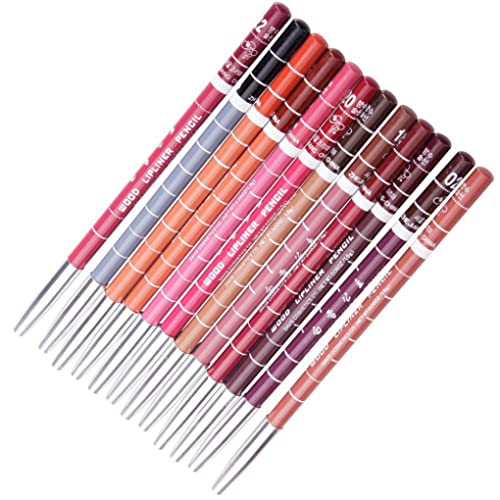 Houolsator 12PCS Professional Lipliner Waterproof Lip Liner Pencil Set Long Lasting Lip Makeup Cosmetic Gift Set For Women Girls Lipliner
