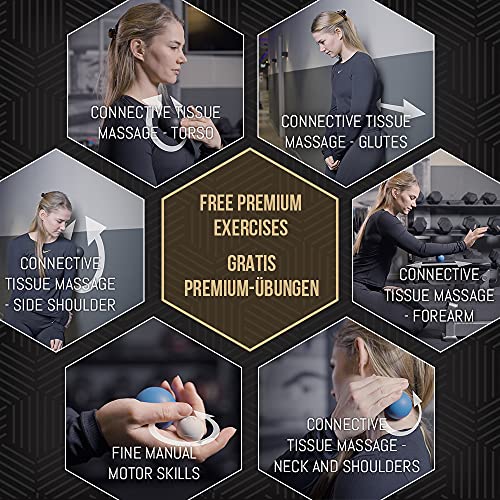 Lacrosse Massageball-Set, Triggerpunkt-Massagebälle, 6 cm, 5 cm und 3 cm, kostenlose Videoanleitung, Booklet und Tasche
