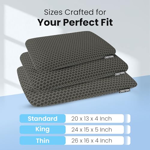 Image of CareFoam Orthopedic Memory Foam Pillow for Comfortable Sleep, Neck & Shoulder Pain Relief with Removable Zipper Black Jacquard Cover 20 x 13 x 4 Inch Pack of 1