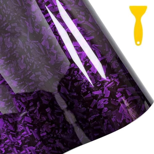 Fondlife Vinilo Fibra Carbono Forjado,Vinilo Coche Autoadhesivo Forjado para Coche,Moto (Morado Forjado, 30 X 150 CM)