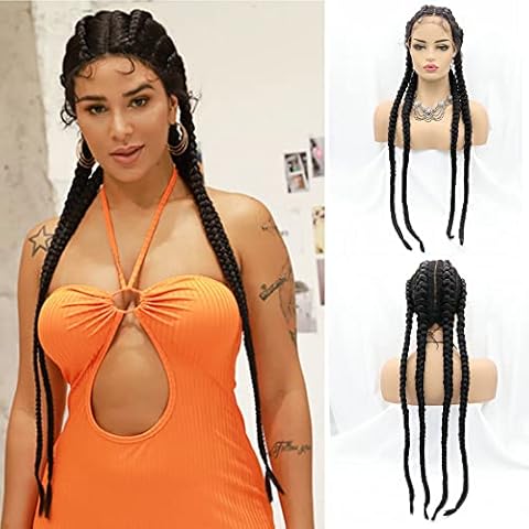 SereneWig 4 Pelucas Trenzadas con Pelo de Bebé Drag Queen Negro Natural 2 Pelucas Trenzadas Dobles Cover