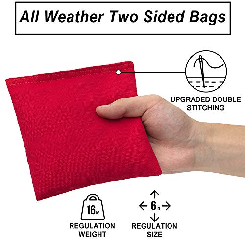 JST GAMEZ Professional Cornhole Bags All Weather Bean Bags for Cornhole Toss Set of 8 Regulation Two Sided Bean Bags Game - Regulation Weight & Size- Includes Carry Bag Premium Resin Filled