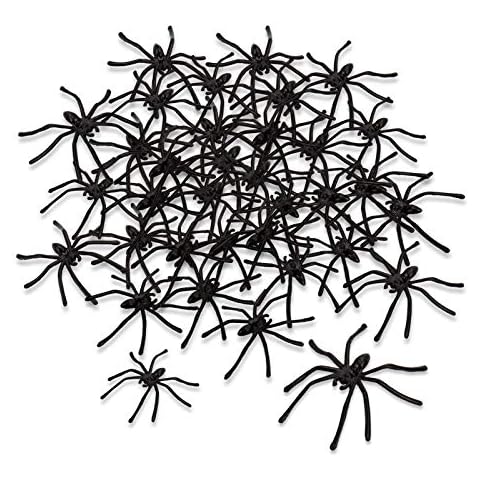 obqo 150 Pieces Halloween Spooky Black Plastic Spiders for Halloween Party Decorations, Prank Realistic Scary Spiders Toy for Kids Party Decorations Cover