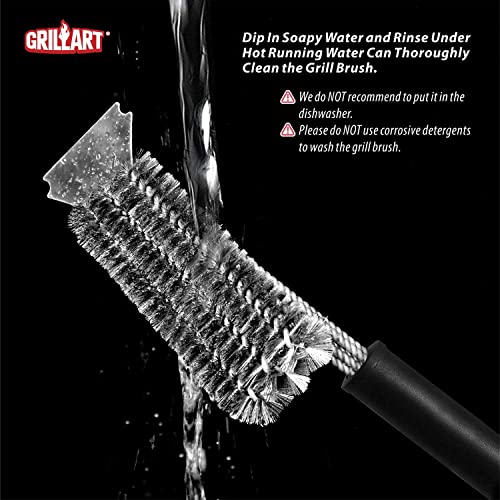 Grillart Grill Brush And Scraper,18 Inch Bbq Grill Cleaning Brush Kit, Safe Wire Scrubber, Universal Fit Bbq Cleaner Accessories For All Grates #TOP5
