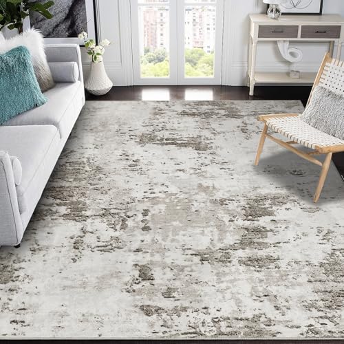 GarveeHome 8x10 Washable Abstract Rug Taupe/Beige
