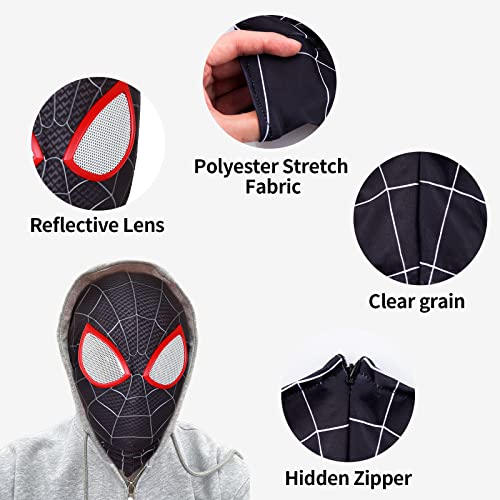 Spider Mask, Fancy Dress Mask for Adult Kids, Spider Mask with Lenses Invisible Zip, Spider Mask Gifts for Fans, Halloween Mask, Role-Playing Costume Props for Masquerade Party Halloween Carnival - Image 4