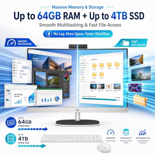 Image of Customized Computer,Create Using HP 27 inch Touchscreen All-in-One PC, AMD Ryzen AI 7 350 Processor, 32 /64GB DDR5 RAM, 2 /4TB SSD, Full HD IPS Display, Copilot+ PC,Wireless KB & Mouse